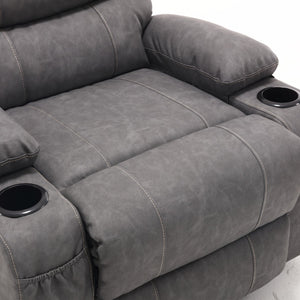English Elm 21"seat Large Electric Power Lift Recliner Chair with 8-Point Vibration Massage, Lumbar Heat, Remote Control and Cup Holders for Easy Standing Comfort and Pocket Storage Grey W311P316093