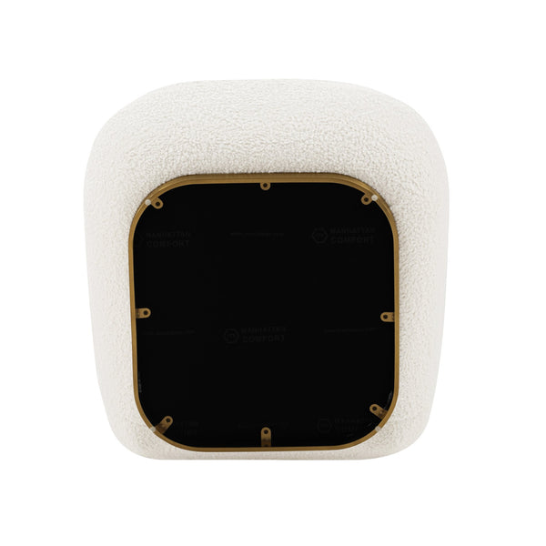 English Elm Edina Boucle Lounge Chair White — Luxurious Bouclé, Brushed Gold Base, 440 lb Capacity, Ready-to-Use B365P397977