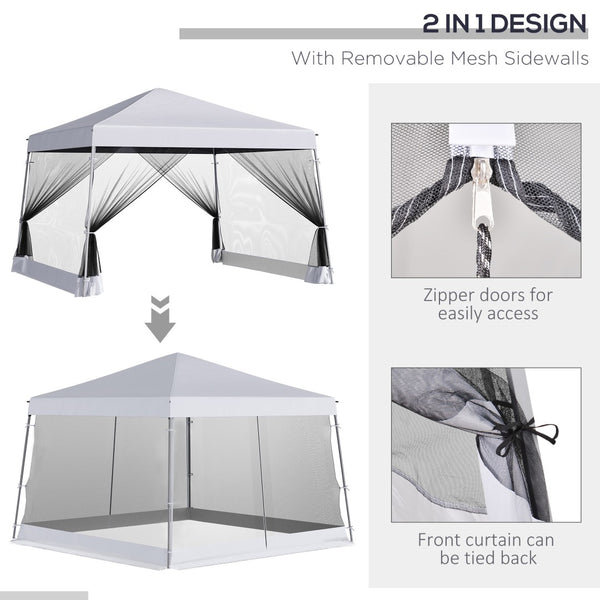 English Elm Outsunny Slant Leg Pop Up Canopy Tent With Mesh, Portable Sun Shelter For Parties & Outdoor Events W2225P200911-GIGA