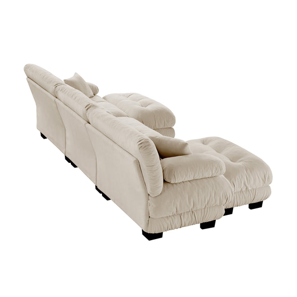 English Elm Luxury Modular Sectional Sofa Couch - Oversized U-Shaped Vintage Chenille Sofa With Ottomans & Pillows W714S01030