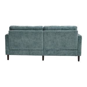 English Elm Modern chenille 2-seater sofa with LED lighting, USB charging, storage pocket, sturdy wood legs Lake Blue W395P318545