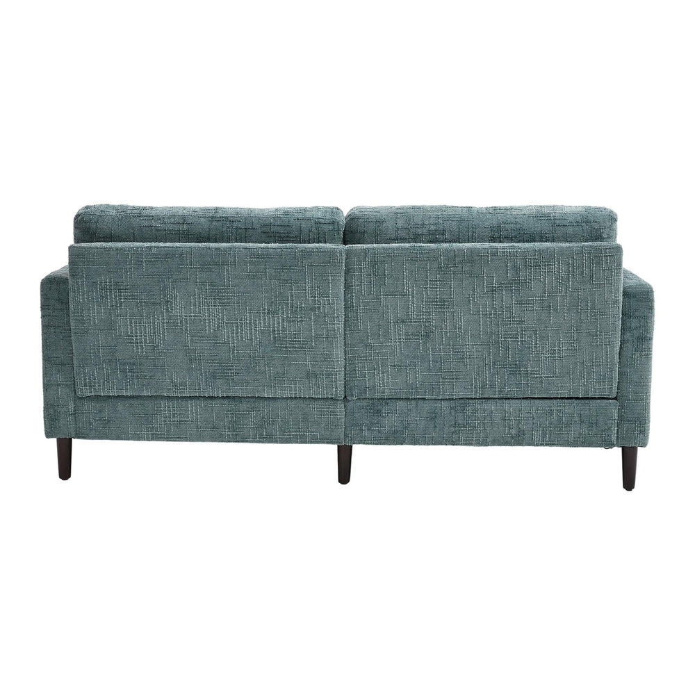 English Elm Modern chenille 2-seater sofa with LED, USB charging, storage pocket, solid wood legs, durable comfort Lake Blue W395P318545