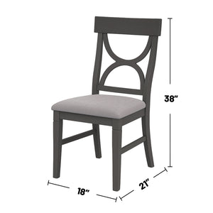 English Elm Dasher Grey 6-Piece Wood Dining Set with Textured Finish and Light Grey Upholstered Seats, Cozy Charm B016S00009