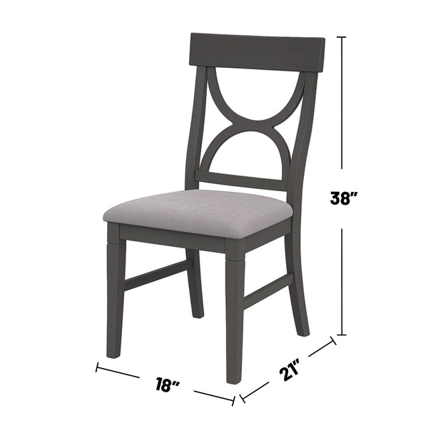 English Elm Dasher Grey 6-Piece Wood Dining Set with Textured Finish and Light Grey Upholstered Seats, Cozy Charm B016S00009
