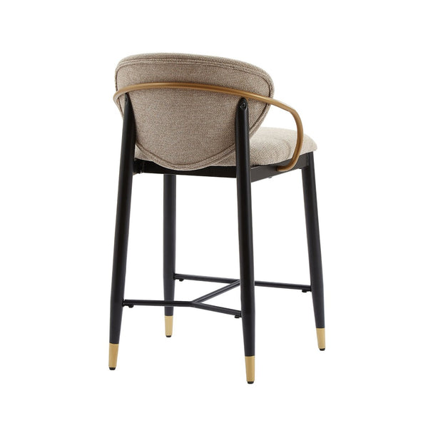 English Elm Counter Stools Set of 2 Matte Black Metal Frame Gold Tipped Legs Kitchen Island Seating Light Brown N771P405166W