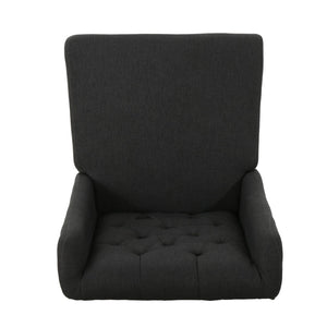 English Elm Dining Chair Set of Two Wingback Button Tufted High Back Birch Leg Upholstered Charcoal 61539.00DCL