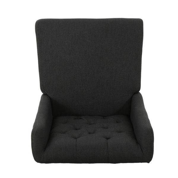 English Elm Dining Chair Set of Two Wingback Button Tufted High Back Birch Leg Upholstered Charcoal 61539.00DCL