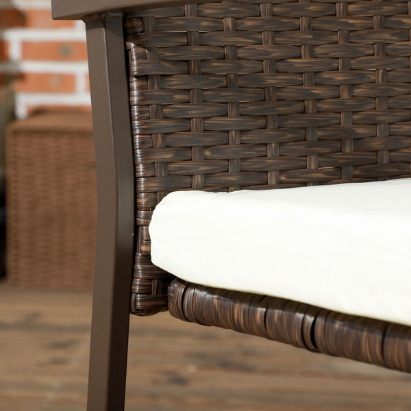 English Elm Outsunny 2 Piece Pe Rattan Outdoor Dining Chair Set With Cushions, Stylish Cream White Design For Patios W2225P200714-GIGA