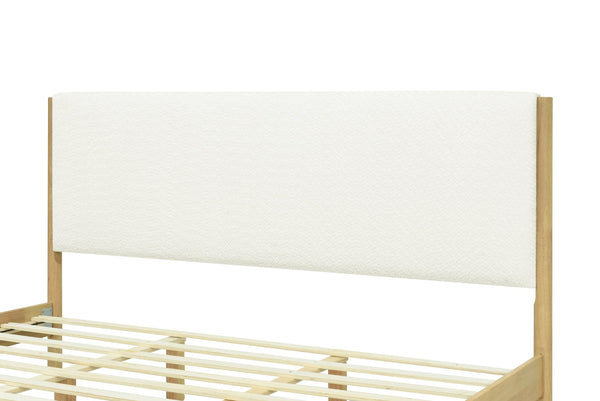 English Elm Christopher Knight Home® - Modern White Boucle Upholstered Bed With Eco-Friendly Rubberwood Legs - King Size, Stylish Comfort N769P266448W