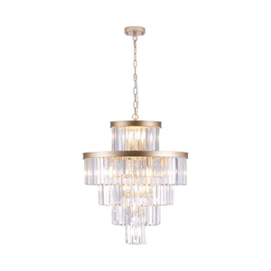 English Elm (Same As W1340P188536) Golden Luxury Crystal Chandelier - Modern 5-Tier Pendant Light For Elegant Spaces W1340P189340