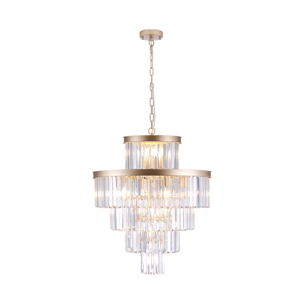 English Elm (Same As W1340P188536) Golden Luxury Crystal Chandelier - Modern 5-Tier Pendant Light For Elegant Spaces W1340P189340