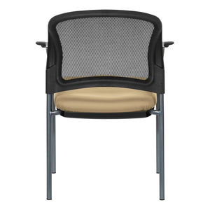 OSP Home Furnishings Progrid Mesh Back Stackable Chair with Titanium Frame for Conference Rooms Buff 86710R-R104