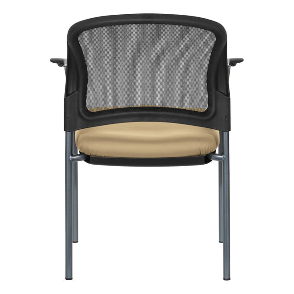 OSP Home Furnishings Progrid Mesh Back Stackable Chair with Titanium Frame for Conference Rooms Buff 86710R-R104
