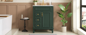 English Elm 24" Elegant Bathroom Vanity With Ceramic Sink - Space-Saving Design, 2 Drawers & Adjustable Shelf N710P318990F
