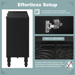 English Elm Vibe 47.2'' Stylish Modern Tv Stand With Solid Wood Legs, Spacious Storage & Anti-Tip Safety Design N724P233372B-GIGA