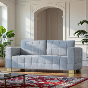 English Elm FX-P54-LG Chenille Sofa with Plush Velvet Feel, Metallic Accents & Durable Polyester Upholstery for Stylish Comfort and Versatile Modern Decor W576S00167