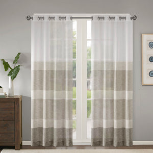 Madison Park Hayden Modern/Contemporary Woven Faux Linen Striped Window Sheer MP40-7235 Neutral