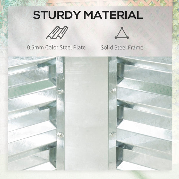 English Elm Outsunny 6' X 3' Galvanized Raised Garden Bed With Greenhouse Cover For Optimal Plant Growth & Care W2225P200421-GIGA