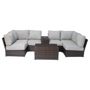 English Elm Fully Assembled 8-Piece Modular Outdoor Seating Group With Plush Cushions For Stylish Gatherings B120S00242