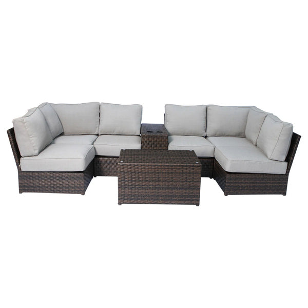 English Elm Fully Assembled 8-Piece Modular Outdoor Seating Group With Plush Cushions For Stylish Gatherings B120S00242