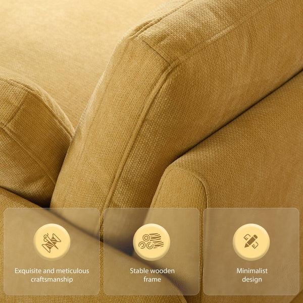 English Elm 50*43" Oversized Chenille Armchair Deep Lounge Seat Modern Minimalist Living Room Chair Yellow N723S5042Y