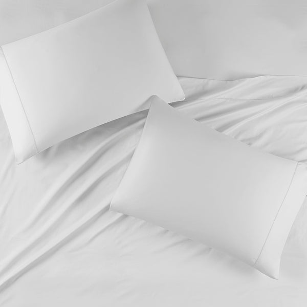JLA Home Madison Park - Deep Egyptian Cotton Deep-Pocket Sheet Set 500TC Sateen with Hemstitch, OEKO-TEX, Fits 18" Mattresses White MP20-8222
