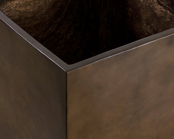 Sunpan TANSY Planter - Contemporary Square Design in Antique Bronze for Elegant Indoor and Outdoor Spaces Gold 111134