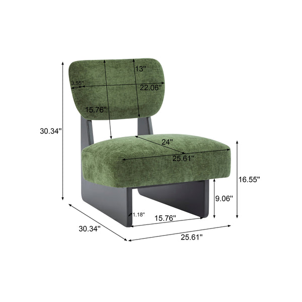 English Elm Christopher Knight Home® - [Set of 2] Modern Lounge Chair with Polyester Upholstery and Solid Wood Base — Minimalist Comfort for Home Black+Green N767P241702G