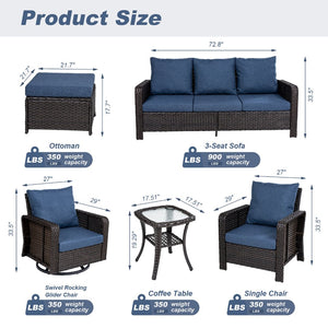 English Elm Tl Nine Piece Outdoor Pe Rattan Patio Set with Swivel Chairs Sofa and Side Table W5382S00009