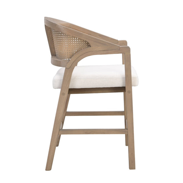 English Elm Wooden Rubberwood Counter Stools with Woven Rattan Back Mid Century Set of Two Light Ash N771P257313A