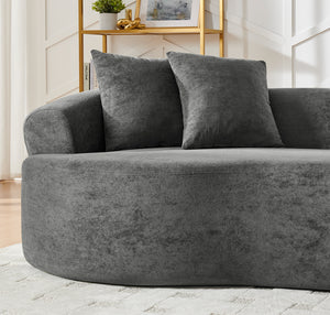 English Elm Modern Curved 4-Seater Sectional Sofa In Dark Grey Chenille – Minimalist Design, No Assembly Needed! W1413S00105
