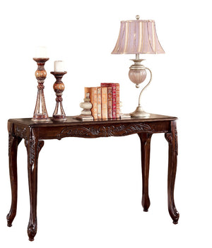 English Elm Transitional 48" Sofa Table with Cabriole Legs, Parquet Top & Resin Details in Cherry Finish B011P356870