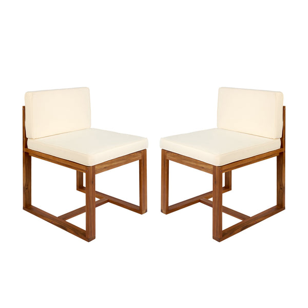 English Elm Christopher Knight Home® - Patio Dining Chairs Set Of 2 - Elegant Acacia Wood With Plush Beige Cushions For Comfort & Style N779P195372B