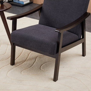 English Elm Medieval-inspired High Back Upholstered Armchair with Solid Wood Legs for Reading Nooks Antique Black W2989P382766