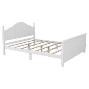 English Elm Full Solid Wood Kids Platform Bed with Guardrail, Low-Profile Durable Pine & MDF, 350LB Capacity White 60.24 L x 23.74 W x 6.5 H W2593P339598