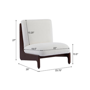 English Elm Scott Living Moda Set of 2 Accent Chairs White Cushion Matte Black Wood Frame Walnut N767P356660W