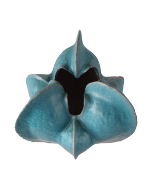 Currey & Company Free-form Blue Vase - Hand-thrown Porcelain With Unique Seed Pod Shape, Turquoise Glaze Finish Blue Porcelain 1200-0997-currey-company