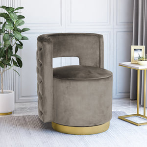 English Elm Christopher Knight Home® - SWIVEL Velvet Arm Chair Grey with Copper Base, Button-Tufted Diamond Stitch, Modern Glam Chic 67319.00GRY