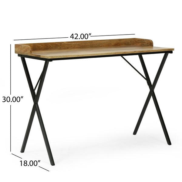 English Elm Christopher Knight Home® - Console Table Mango Wood & Iron Modern Industrial 42" x 18" Compact Desk Console for Entryway, Handmade 70804.00