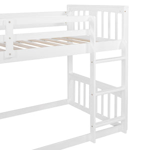 English Elm Twin Over Bunk Bed Solid Pine Frame Gray Finish with Guardrail for Kids N708P429640K