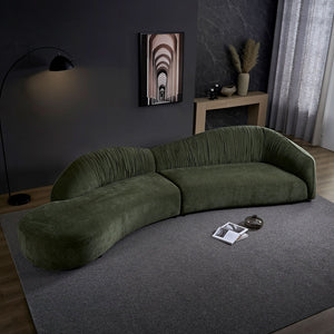 English Elm 145.67'' Stylish Mid-Century Green Sofa With Left-Facing Chaise For Living Room, Bedroom & Office W876S00324