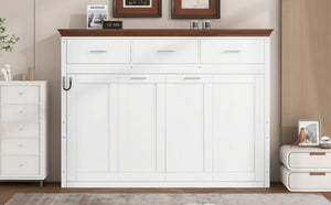 English Elm Twin Size Murphy Bed With 3 Drawers – Space-Saving Design For Small Rooms, Stylish White Finish N7090004021K-GIGA