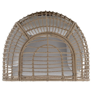 English Elm Spezia Freestanding Egg Chair with Removable Waterproof Cushions, Steel Rattan Frame for Indoors Outdoors Cream+Grey B365P397661