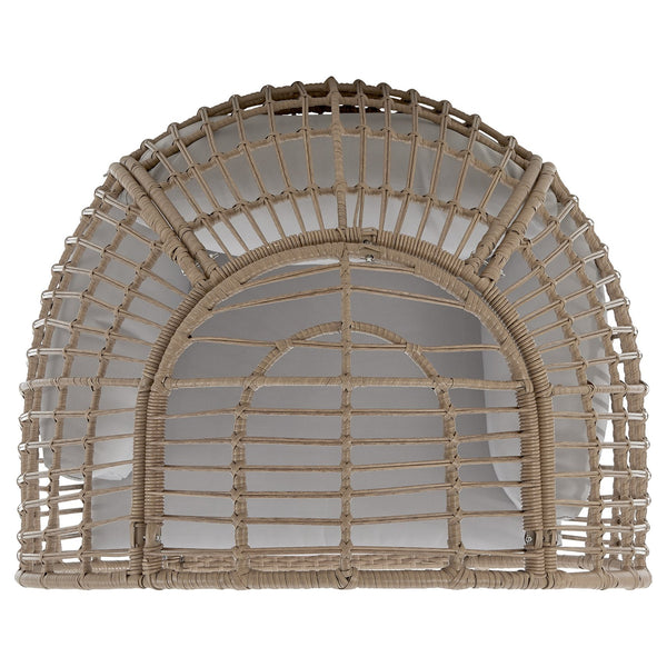 English Elm Spezia Freestanding Egg Chair with Removable Waterproof Cushions, Steel Rattan Frame for Indoors Outdoors Cream+Grey B365P397661