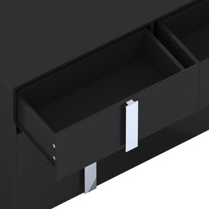 English Elm Elegant Mirrored Dresser with Metal Feet and 6 Spacious Drawers for Organized, Modern Living Spaces Black 54.25 L x 20.75 W x 8.5 H N733P307943B