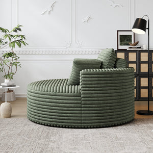 English Elm 50''L Plush Corduroy Sponge Single Sofa Bed with No Assembly, Fluffy Modern Sleeper for Living Areas Green W834P337416