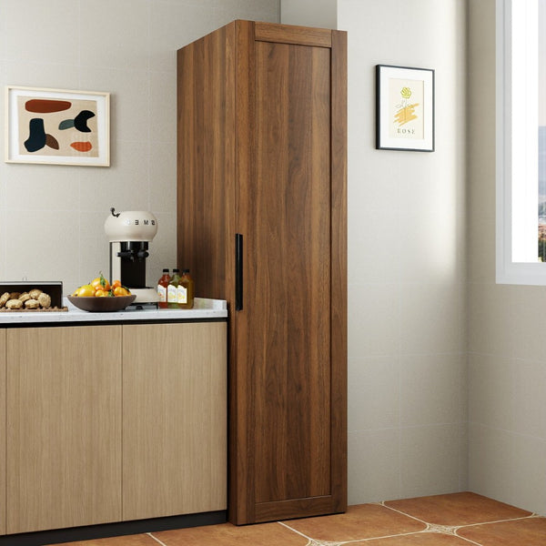 English Elm Kitchen Pantry Cabinet Freestanding Melamine Storage with Shelves for Dining Room Walnut W331P435939
