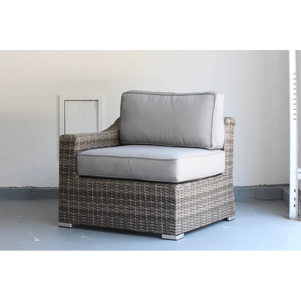 English Elm Chic 66" Wide Fully Assembled Outdoor Wicker Loveseat with Plush Olefin Cushions, Weather-Resistant Modern Seating B120S00026