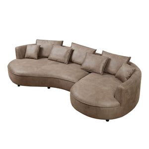English Elm 128.74 Inch Modern Curved Sectional Sofa Couch - 5-Seat Leathaire Upholstered For Stylish Living Spaces W2582S00141