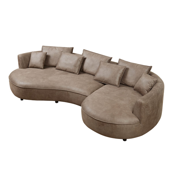English Elm 128.74 Inch Modern Curved Sectional Sofa Couch - 5-Seat Leathaire Upholstered For Stylish Living Spaces W2582S00141